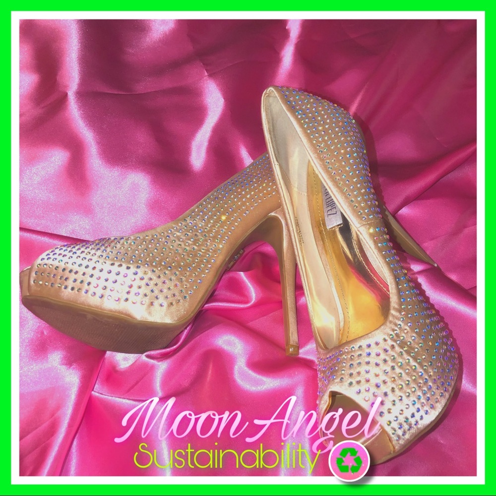 Jennifer Lopez Champagne Rhinestone Embellished Heels